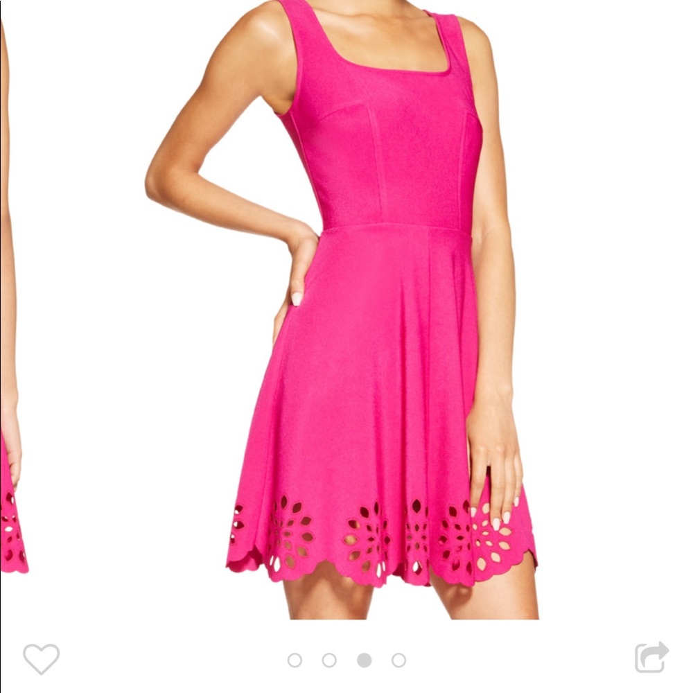 Fit and Flare Dress w/ Crochet Hem - Fuschia